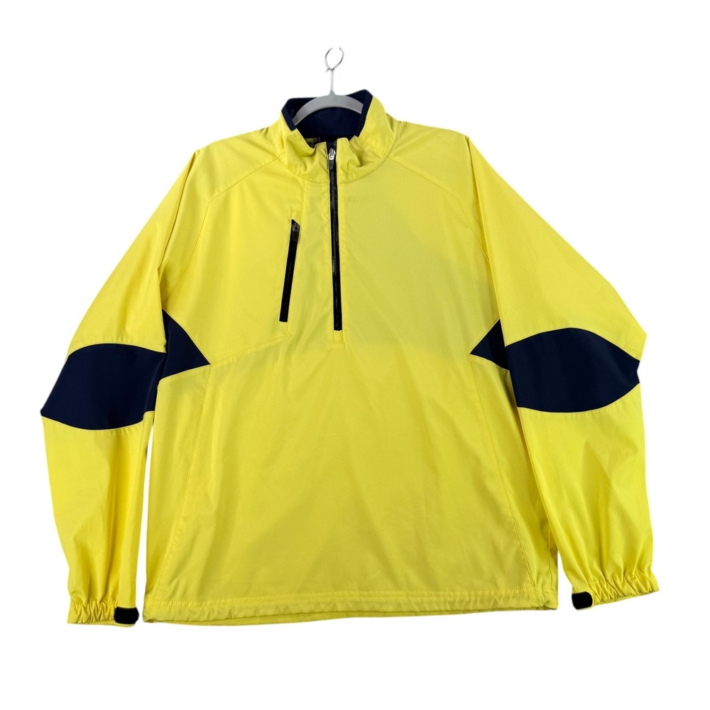 Zero Restriction Pullover Windbreaker Mens Large Yellow Tour Series Quarter Zip